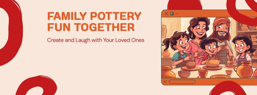 Family doing pottery together at home in UAE