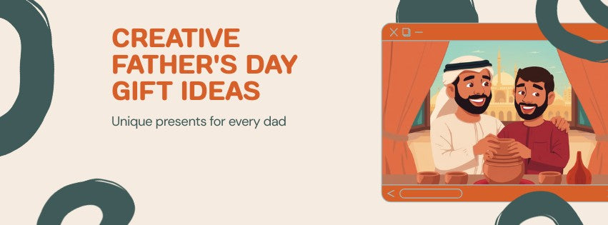 Father and son making pottery together at home, one of the best Father's Day gift ideas in Abu Dhabi