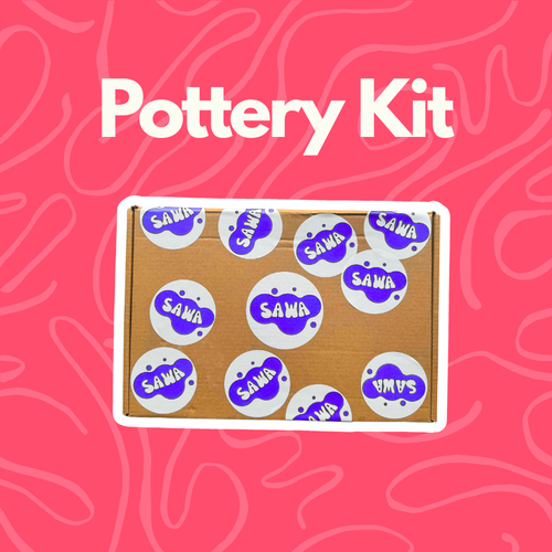 Sawa Pottery Kit box with air-dry clay, tools and paints for at-home pottery in the UAE