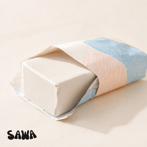 Sawa 250g white air-dry clay refill block in Sawa-branded wrapping